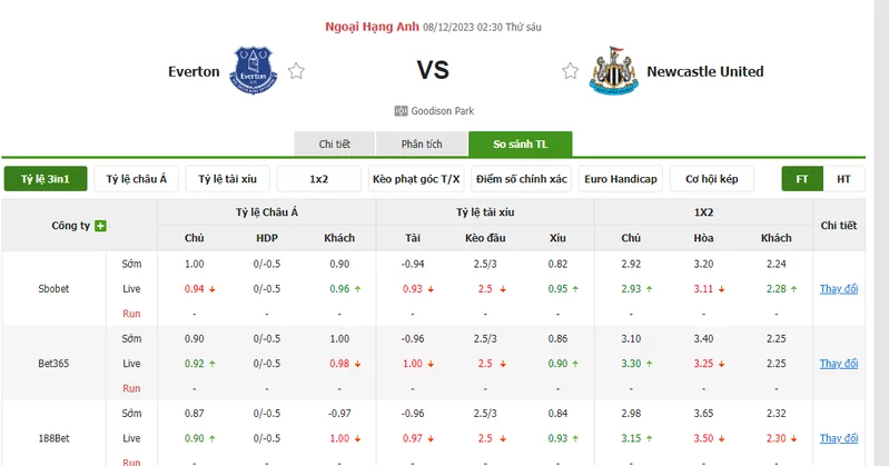 Nhận định soi kèo châu Á - Everton vs Newcastle United