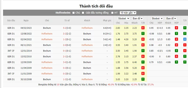 Nhận định soi kèo châu Á - Hoffenheim vs Bochum
