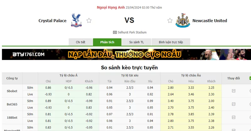 Nhận định soi kèo châu Á – Crystal Palace vs Newcastle