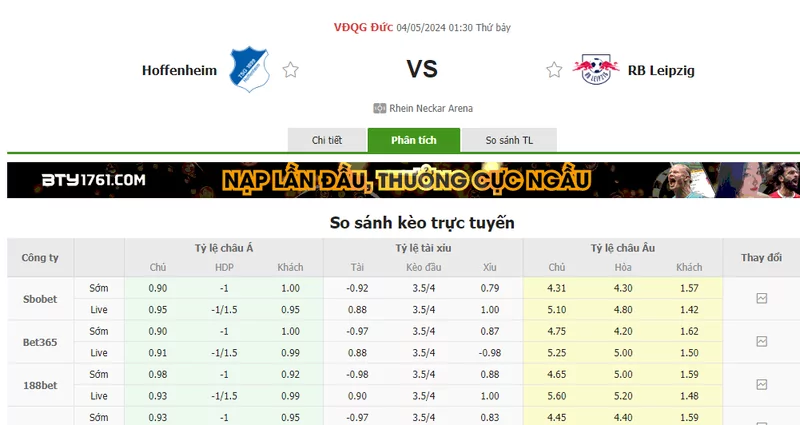 Nhận định soi kèo châu Á – Hoffenheim vs RB Leipzig