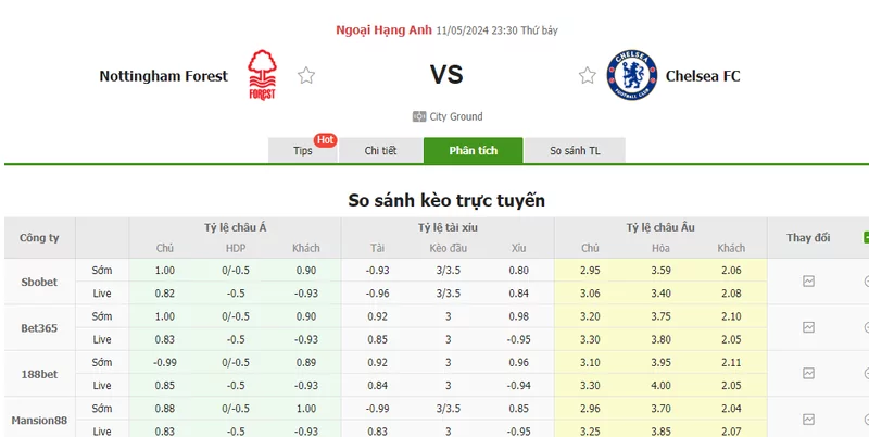 Nhận định soi kèo châu Á – Nottingham vs Chelsea